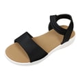thumbnail image 4 of Rokment Orthopedic Wedge Dressy Sandals for Women Ladies 2026 Summer Comfortable Fashionable Leather Memory Foam Flat Open Toe Ankle Strap Casual Walking Dress Sandal Black Size 9.5, 4 of 5