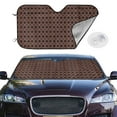 thumbnail image 2 of Haiem Brown Gold Grid Car Windshield Sun Shade - Blocks UV Rays Sun Visor Protector, Sunshade to Keep Your Vehicle Cool, Universal Fit SUV Van Sedan-Small, 2 of 7