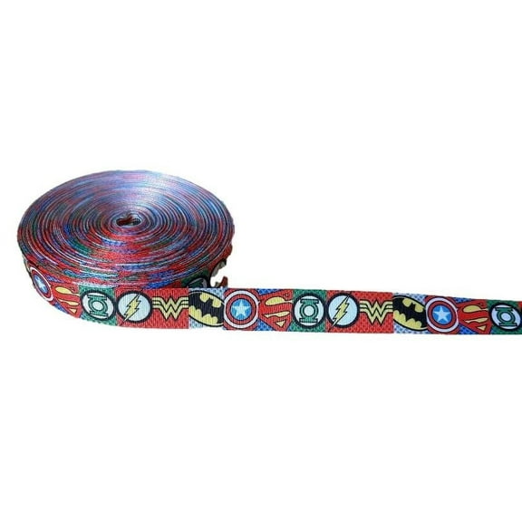 Comic Book Character Logos Grid 1" Wide 3 Yards Repeat Ribbon