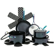 Thyme & Table 12-Piece Ceramic Non-Stick Cookware Set, Signature Collection, Non-Toxic Pots and Pans Set - Black Rainbow