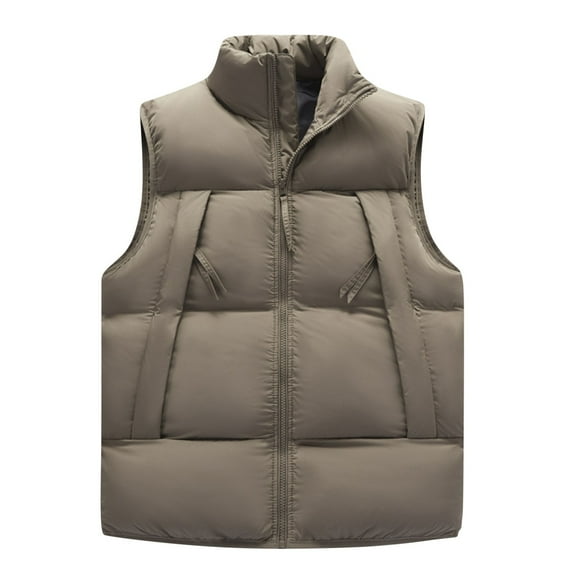 SELONE Mens Puffer Vest with Hood Cotton Zipper Hoodless Jacket with Pockets Sleeveless Tops Solid Casual Outerwear