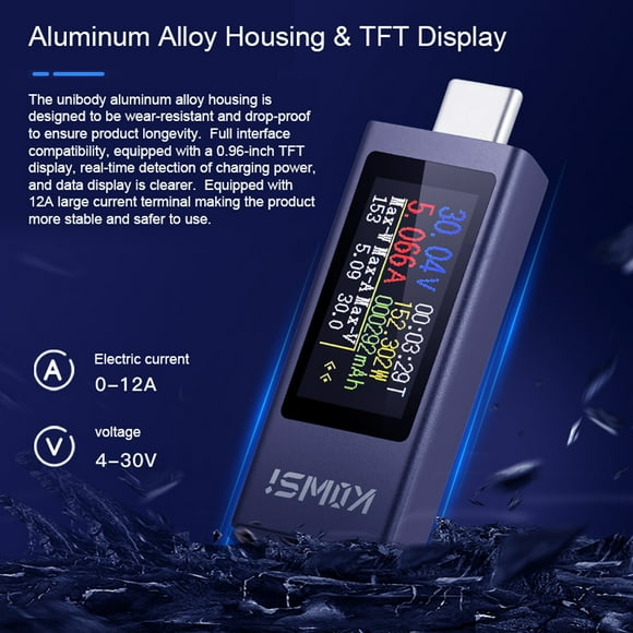 Voltage detector,Alloy Meter Type-c Compatibility Type-c Tester Support Voltmeter Alloy Type-c Support C Tester 0-12a Support 0-12a Type-c Pd Voltmeter Support 4-30v Tester Type-c Tester Pd