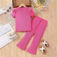 thumbnail image 4 of HCNTES Children Girl 2 Piece Outfit T-Shirt + Loose Pants Spring Summer Kids Girls Casual Dailywear School Clothing Set Size 3T 4T 5T 6T 7T(F02-Hot Pink,7-8 Years), 4 of 4