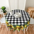 thumbnail image 6 of Sunflower Tablecloth Round 60 Inch Fabric Black White Buffalo Check Plaid Table Cloth Washable Spillproof Wrinkle Free Spring Summer Farmhouse Floral Table Cover for Indoor Outdoor Kitchen Dinning, 6 of 6