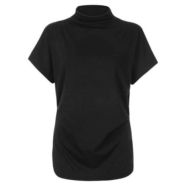 Monogram Print Short-Sleeved Turtleneck Top - Ready-to-Wear