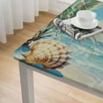 thumbnail image 4 of nygtbtfer with , Square Fitted Table Cloth, Wipeable Table Cover for Indoor Party Kitchen Dinner Fits Diameter Square Table, Summer Beach Drinks Conch white, 4 of 7