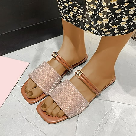 

Cathalem House Slippers with Arch Support for Women Moccasins Fashion Women Beach Slip On Two Wear Slippers Womens for House Brown 8