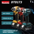 thumbnail image 6 of Makita DTD173 18V Cordless Impact Driver, Brushless Motor, LXT BL Electric Drill, Wood, 2.2, T Mode, 180 N M, Rechargeable Power Tools, Bare Tool  - Yellow, 6 of 19