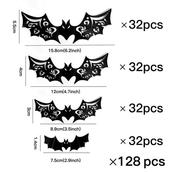 TIELUTT Hollow Out Halloween Bats 3D Black Stereo Bat Stickers Halloween Decorations Wall Stickers Refrigerator. Wall Sticker Peel and Stick Wall Arch on Tiles for Kitchen Wall Wolf Wall Stickers Sta