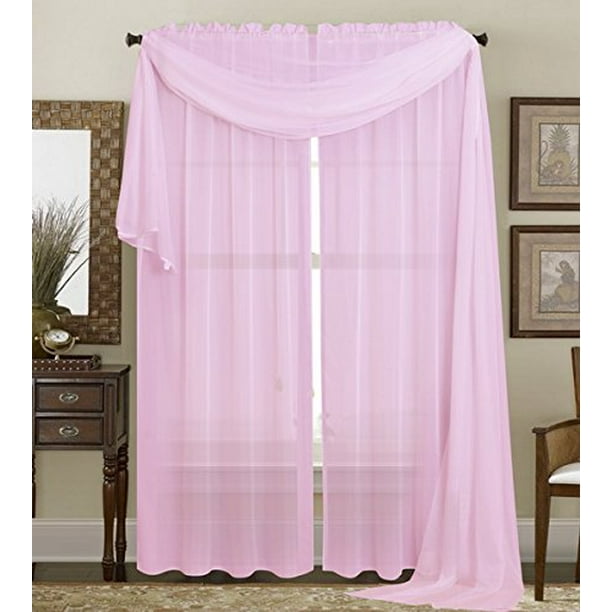 3 Piece Sheer Panel & Scarf Window Treatment Set Decotex Walmart