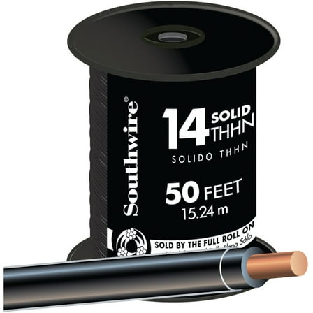 Southwire 50 Ft. 14 AWG Solid Black THHN Electrical Wire 11579083
