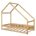 thumbnail image 5 of CRO Decor Twin Size Wooden House Bed With Twin Size Trundle (Natural), 5 of 10