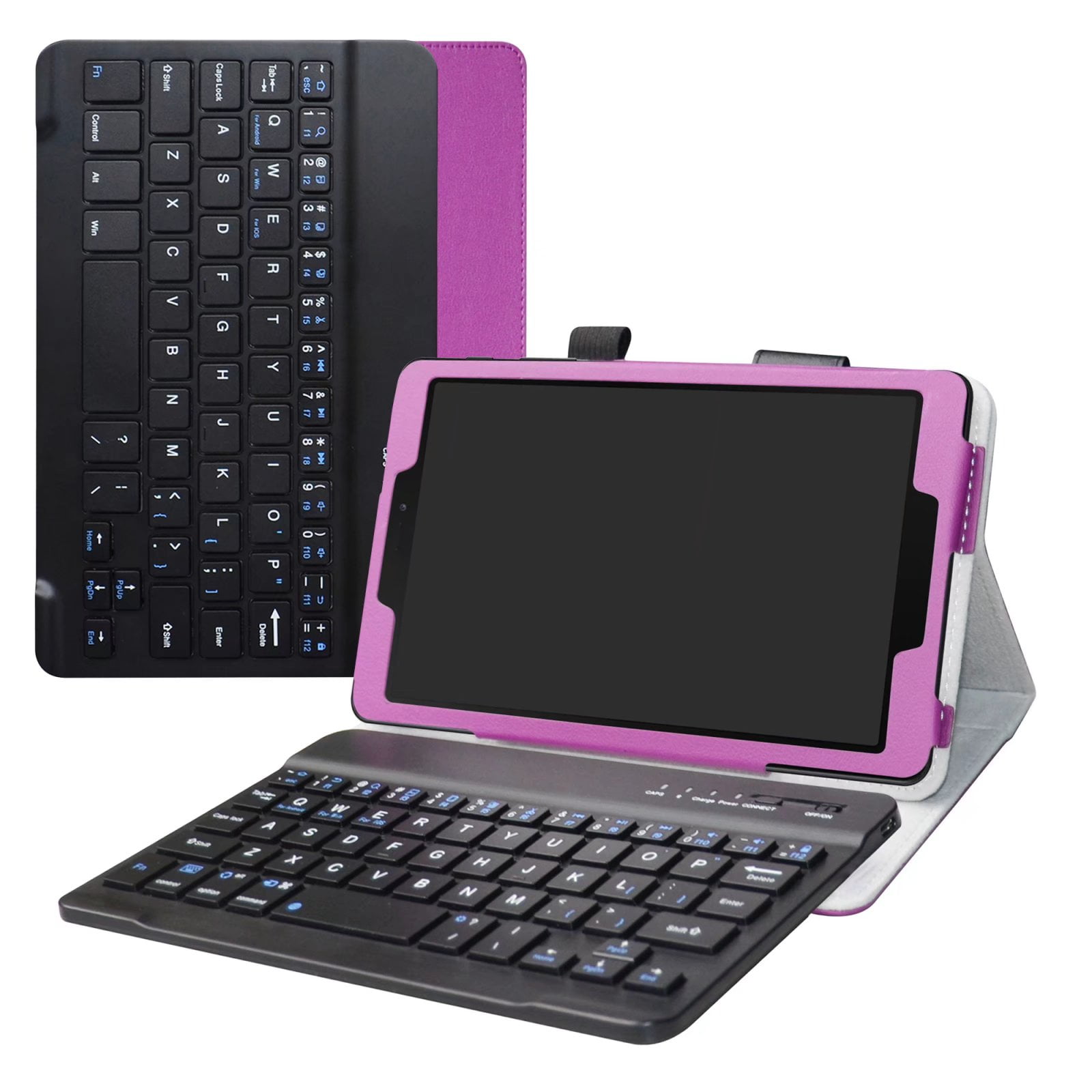 Labanema 8.0" Samsung Galaxy Tab A 8.0 SM-P200 /P205 2019 Bluetooth Keyboard Case, PU Leather Folio Stand Protective Case, Cover for 8.0" Samsung Galaxy Tab A 8.0 SM-P200 /P205 2019 (Purple)