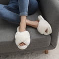 thumbnail image 2 of Pantuflas mullidas para mujer Evshine con tira cruzada y memoria de espuma, talla 7-8, 2 of 6