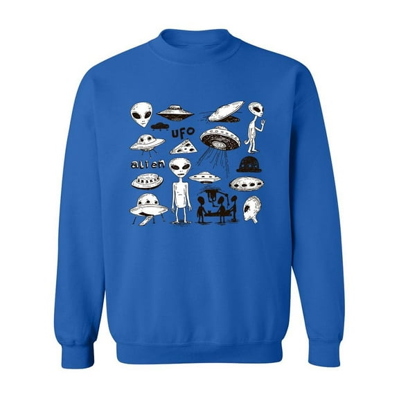 Set Of Aliens And Ufos Sweatshirt Men -Image by Shutterstock, Male x-Large