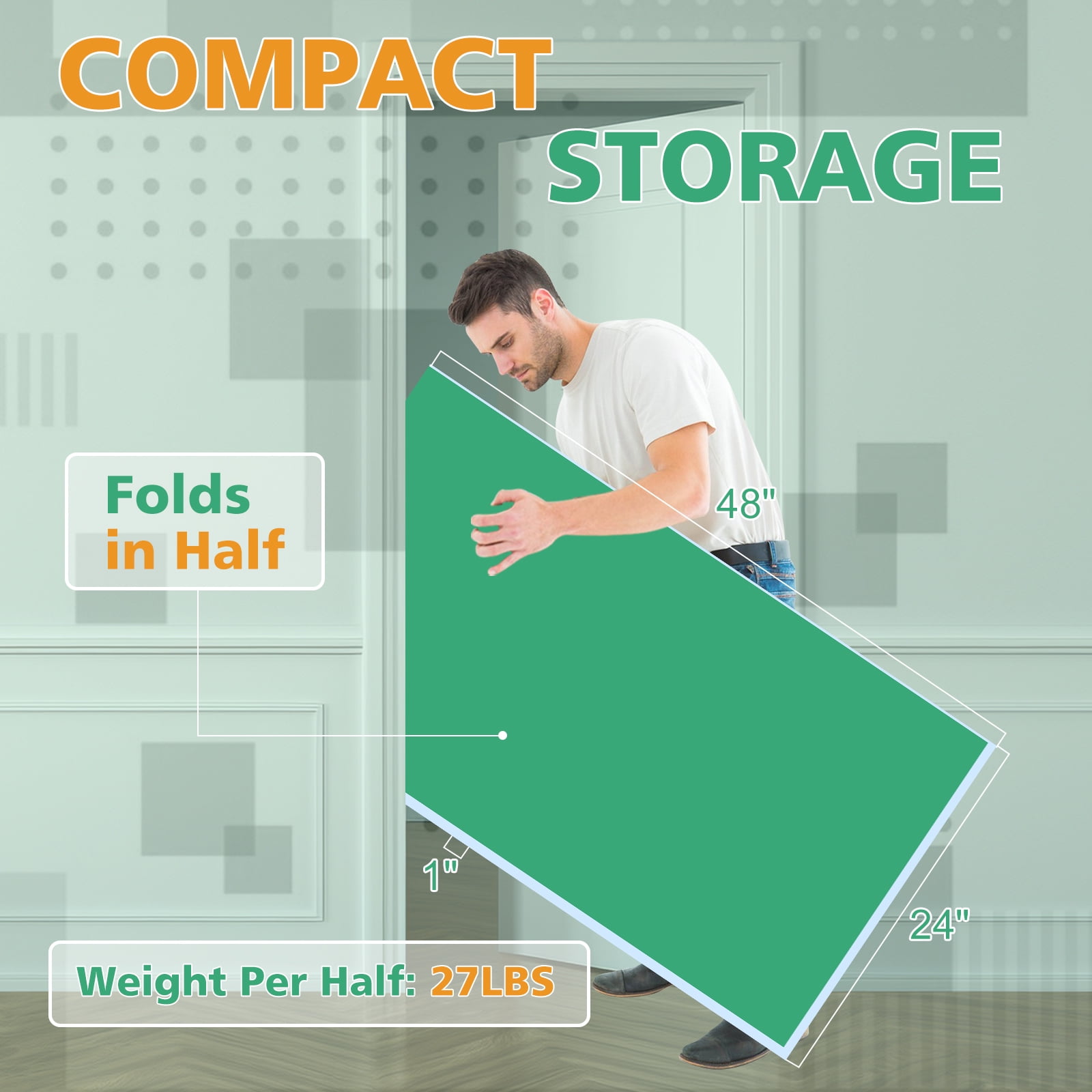 8ft Green Mid-Size Ping Pong Conversion Top Foldable & Portable Table Tennis Table Top for Indoor Games