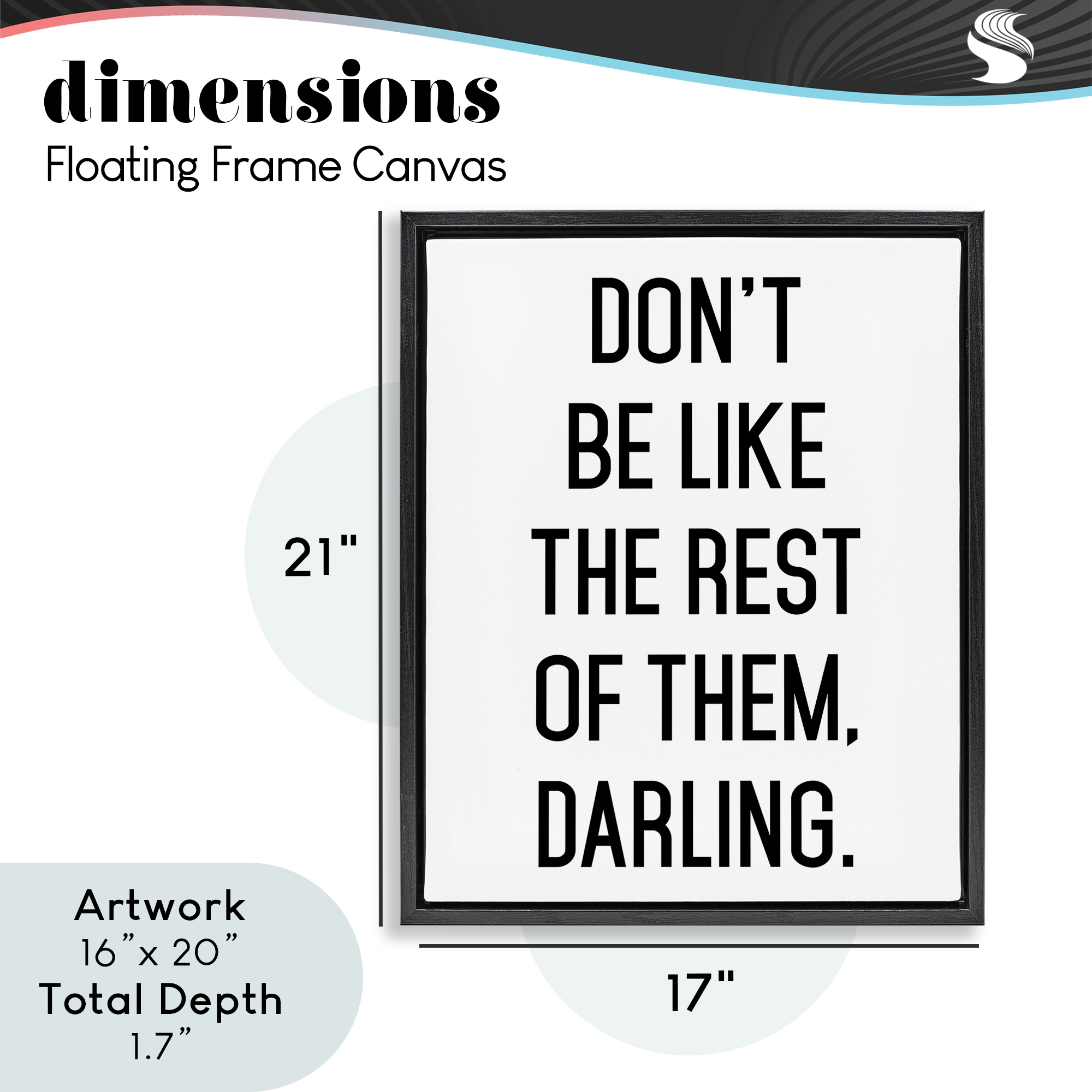 Don't Be Like The Rest Of Them Black Framed Floater Canvas Wall Art, design by Lettered and Lined