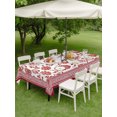 thumbnail image 5 of 52x70 Inch Outdoor Tablecloth with Umbrella Hole Zipper Rectangle Red Floral Rectangular Tablecloths Waterproof Vintage Flowers Botanical Farmhouse Greek Key Patio Table Cloth Cover for Picnic, 5 of 8