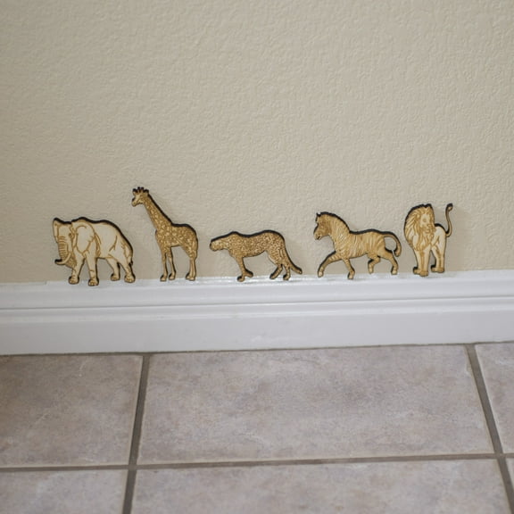 Safari Animals - 5 individual Wooden animals in all. Great for kids bedrooms!