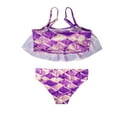 thumbnail image 7 of Gelikeya Girls Swimsuits Size 4-5 Kids' Swimwear 3 Piece Set Floral Bikini Tops Skirt Shorts Summer Holiday Hawaiian Beach Wear Cute Ruched Bathing Suit (Toddlers, X08-Purple), 7 of 7