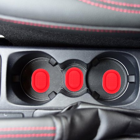 EXHUMKY 3PCS Universal Fit Red Silicone Cup Holder Inserts Cushion Car Storage Slot Organizer Interior Accessories