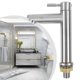thumbnail image 3 of Stainless Steel Bathroom Basin Faucet Single Cold Mixer Water Tap Deck Mounted Brushed Silver Sink Faucet Kitchen Tap, 3 of 10