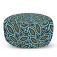 thumbnail image 1 of Leaves Pouf, Foliage Pattern with Retro Inspirations Plant Silhouettes Design Spring Theme, Decorative Soft Foot Rest with Removable Cover Living Room and Bedroom, Taupe Blue Green, by Ambesonne, 1 of 3