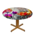 thumbnail image 3 of JEUXUS Black and White Red Flower Elegant Tulip Still Life Round Tablecloth for Picnic Dining Kitchen Farmhouse White, 3 of 7