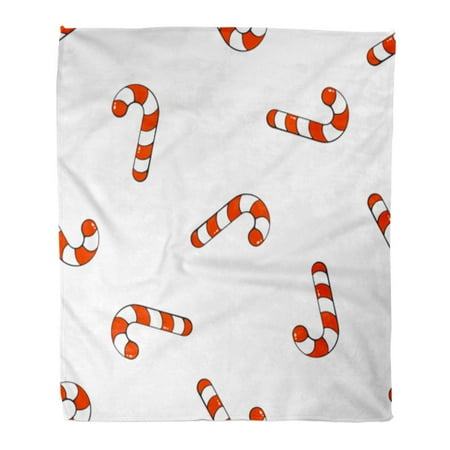 Sweet Holiday Stripes LADDKE Throw Blanket 50x60 Inches Falling Candy Canes on Santa Stripes Sweet Holiday Food Tradition New Year Warm Flannel Soft Blanket for Couch Sofa Bed ()