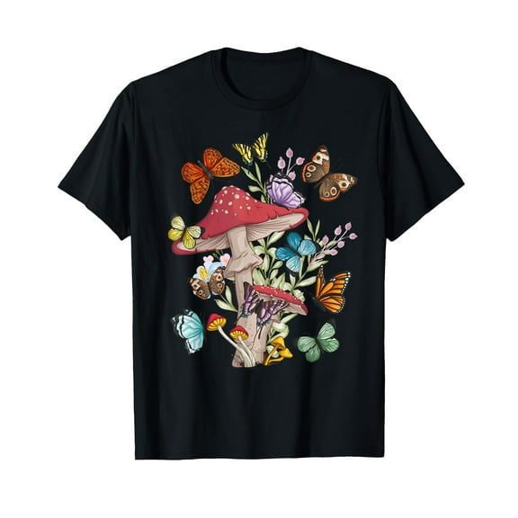 Grunge Fairycore Aesthetic Cottagecore Butterfly Mushroom T-Shirt for Men Women Cotton Top Tee Fashion Casual Short Sleeves