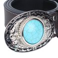 thumbnail image 2 of Ceinture en Cuir Western Cowboy Sangle de Taille Boucle Turquoise Café, 2 of 6