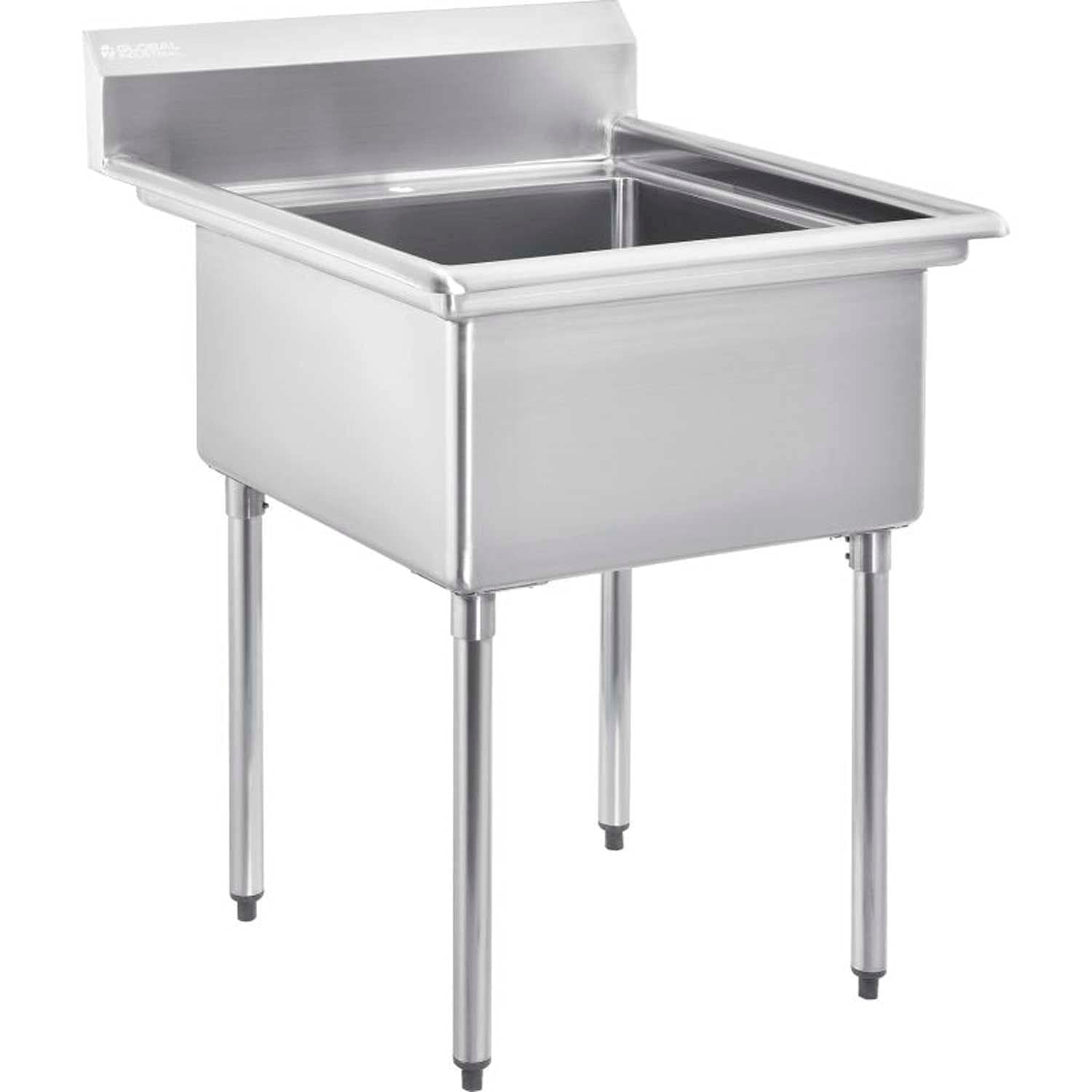 Stainless Steel Utility Sink W/10" Backsplash, 24"x24"x12" Deep Basin, 29.5"x32"x42" Overall