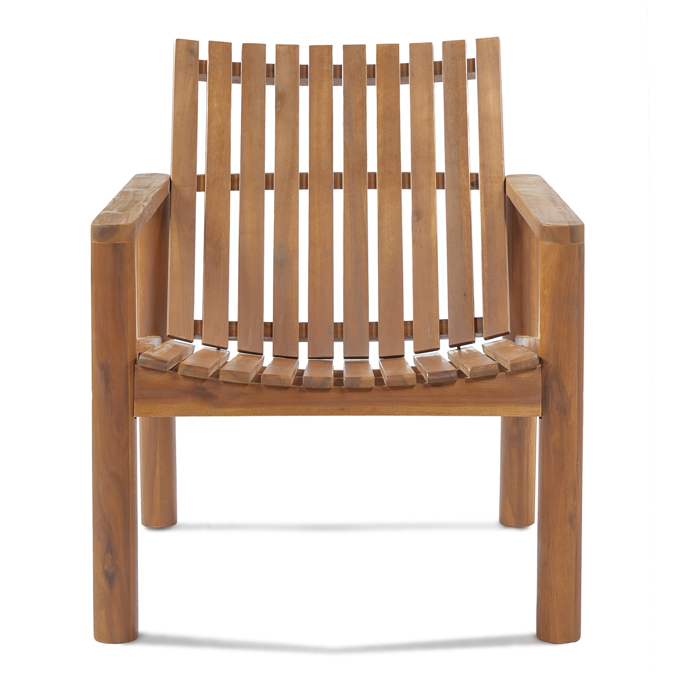 Christopher Knight Home Outdoor Acacia Wood Lounge Armchair with Slatted Back Curved Seat, Brown, Set of 2