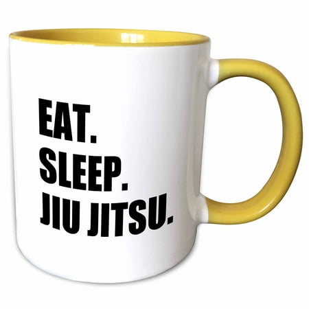 3dRose Eat Sleep Jiu Jitsu - Japanese martial art - Ju Jutsu Jujutsu jujitsu - Two Tone Yellow Mug,