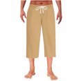 thumbnail image 2 of DayScoop Mens Pants Summer Trousers Fashion Casual Solid Color Home Sleepwear Thin Straight Leg Elastic Waist Drawstring Pocket Capri Pants, 2 of 6