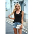 thumbnail image 6 of Women'S Ribbed Tank Top Sleeveless Button Front Scoop Neck Casual Summer Slim Fit Knit Camisole Vest Tops Black S, 6 of 9