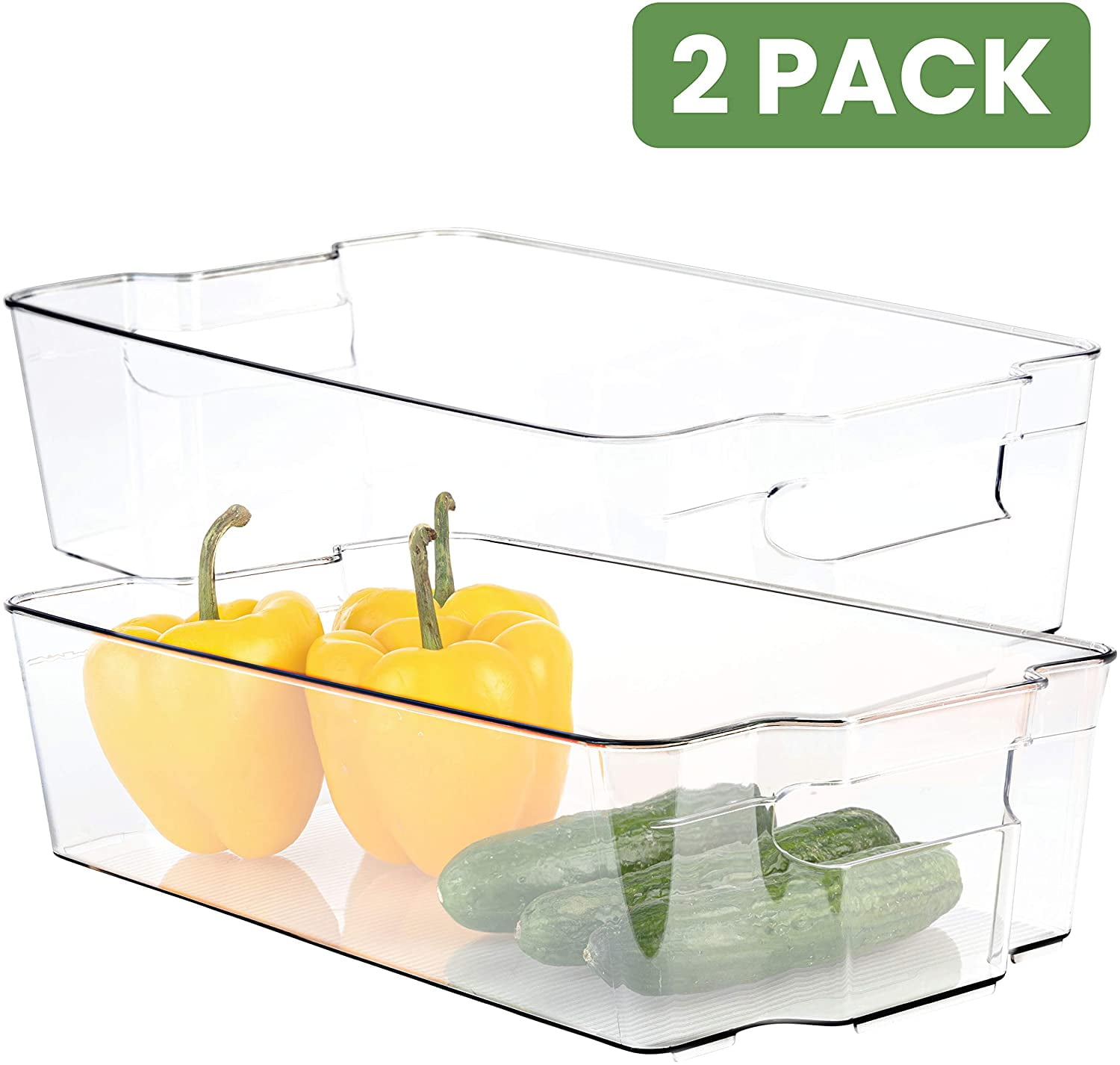 Homeries Fridge Organizer Storage Bins (Pack of 2) Stackable Freezer