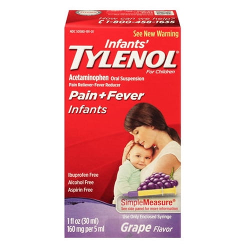 Infants Tylenol Oral Suspension, Fever Reducer and Pain Reliever, Grape
