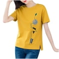 thumbnail image 2 of Puntoco moda mujer casual manga corta impreso o-cuello blusa señoras camiseta tops Puntoco Puntoco-4804, 2 of 8