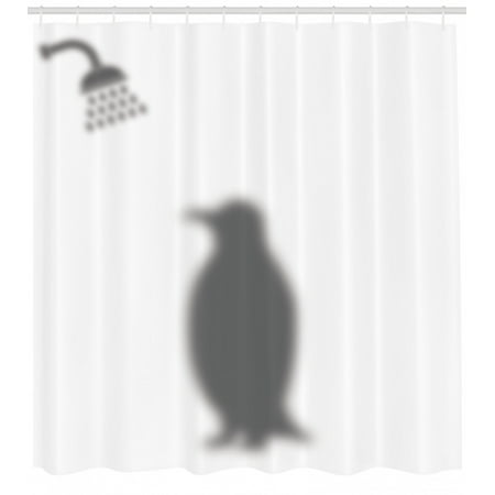 Penguin Shadow Fun Funny Novelty Cartoon Shower Curtain Extra Long