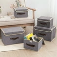 thumbnail image 3 of Portable Foldable Storage Box, Breathable Fabric Drawer Organizer with Cover, Blue, 26x20x17cm, 3 of 6