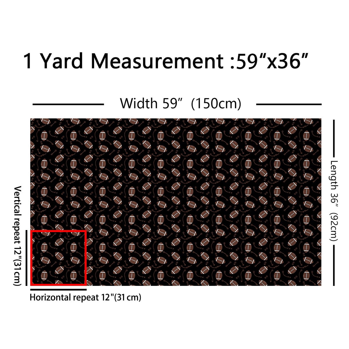Feelyou Rugby Football Fabric by the Yard 3 Yards, Sport Player Home Decor Fabric by the Yard, Cartoon Ball Game Sewing Fabric, Lightweight Room Decor