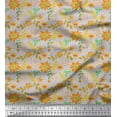 thumbnail image 1 of Soimoi Modal Satin Fabric Leaves & Aster Floral Print Sewing Fabric Yard 42 Inch Wide, 1 of 3