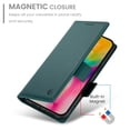 thumbnail image 6 of For IPhone 15 Pro Max Wallet Case Flip Card Holder,PU Leather Side Buckle Magnetic Frosted Women Men Cover,Dark green,For iPhone 15 Pro Max, 6 of 7