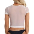 thumbnail image 4 of Crop Tops transparentes para mujer, Top corto de malla transparente, ropa de calle informal Y2K, camiseta blanca y negra, 4 of 4