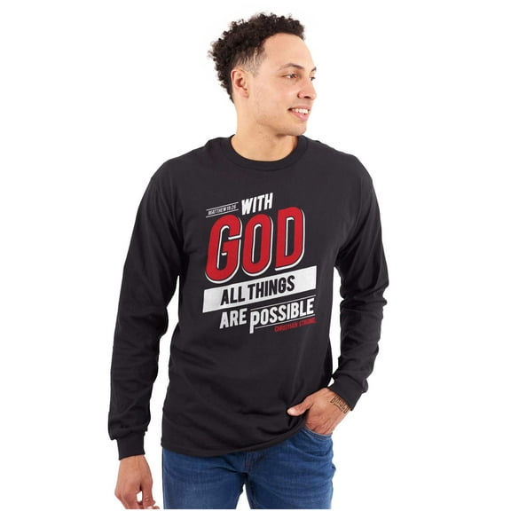 With God All Things Are Possible Plus Size Long Sleeve Graphic Tee Shirt Brisco Brands 3X