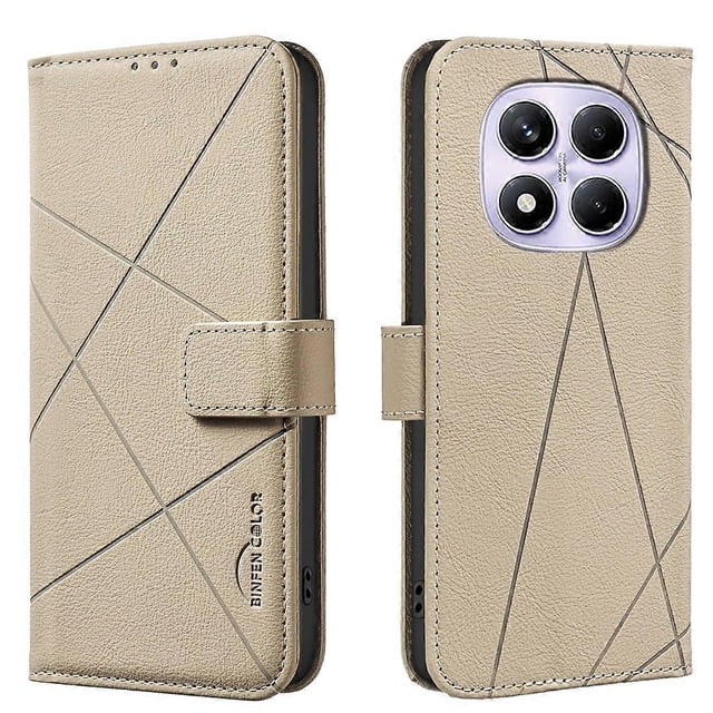 For Xiaomi Redmi Note 14 Pro 4G Case BINFEN COLOR BF35 Geometry Imprinted Leather Phone Cover RFID B