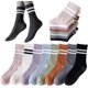 thumbnail image 1 of 8 pares de calcetines largos de yoga con agarre para mujer, antideslizantes, para pilates, barra, danza y yoga., 1 of 5