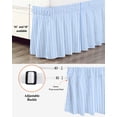 thumbnail image 3 of Blue White Stripe Wrap Around Bed Skirts for California King Bed 18" Drop,Bed Skirt with Adjustable Elastic Belt Dust Ruffle Bed Valance Modern Minimalist Geometric Striped Bed Frame Cover, 3 of 7