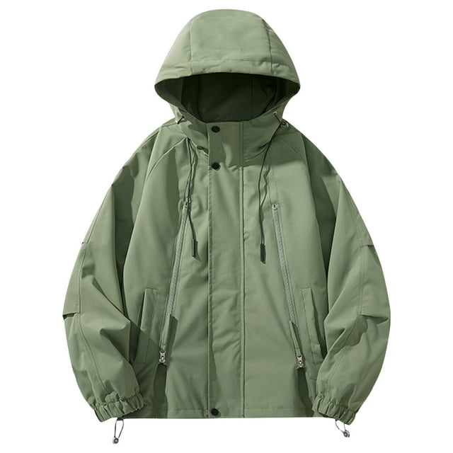Vestes à Manches Longues pour Homme Vert Lime avec Capuche Imperméable Hiver Automne 2025 Mode Y2K TTG